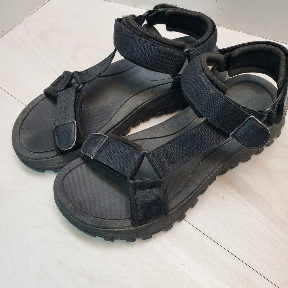 Clarks ATL Trek Sea Black Sport Sandals Wmn 8.5 M Granola Gorpcore Coastal Trail